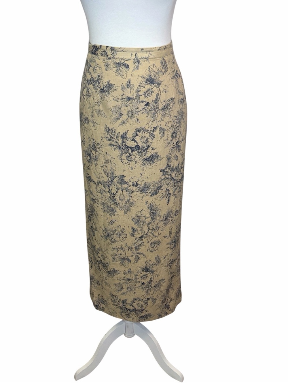 Talbots Floral Linen Blend Pencil Maxi Skirt